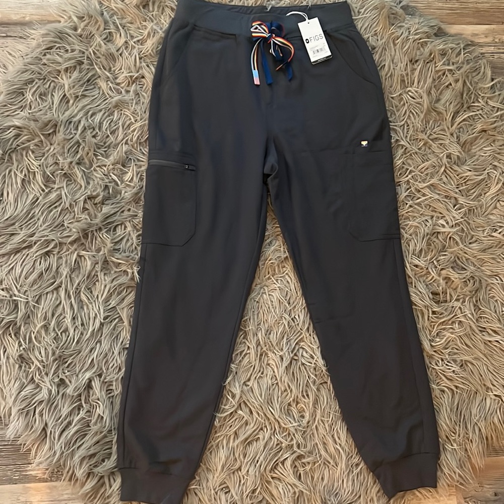 Figs Women's Black Track Pants with Multicolor Drawstring
